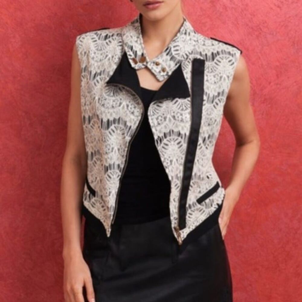 Vintage Alberto Makali Lace Moto Vest Women's Medium